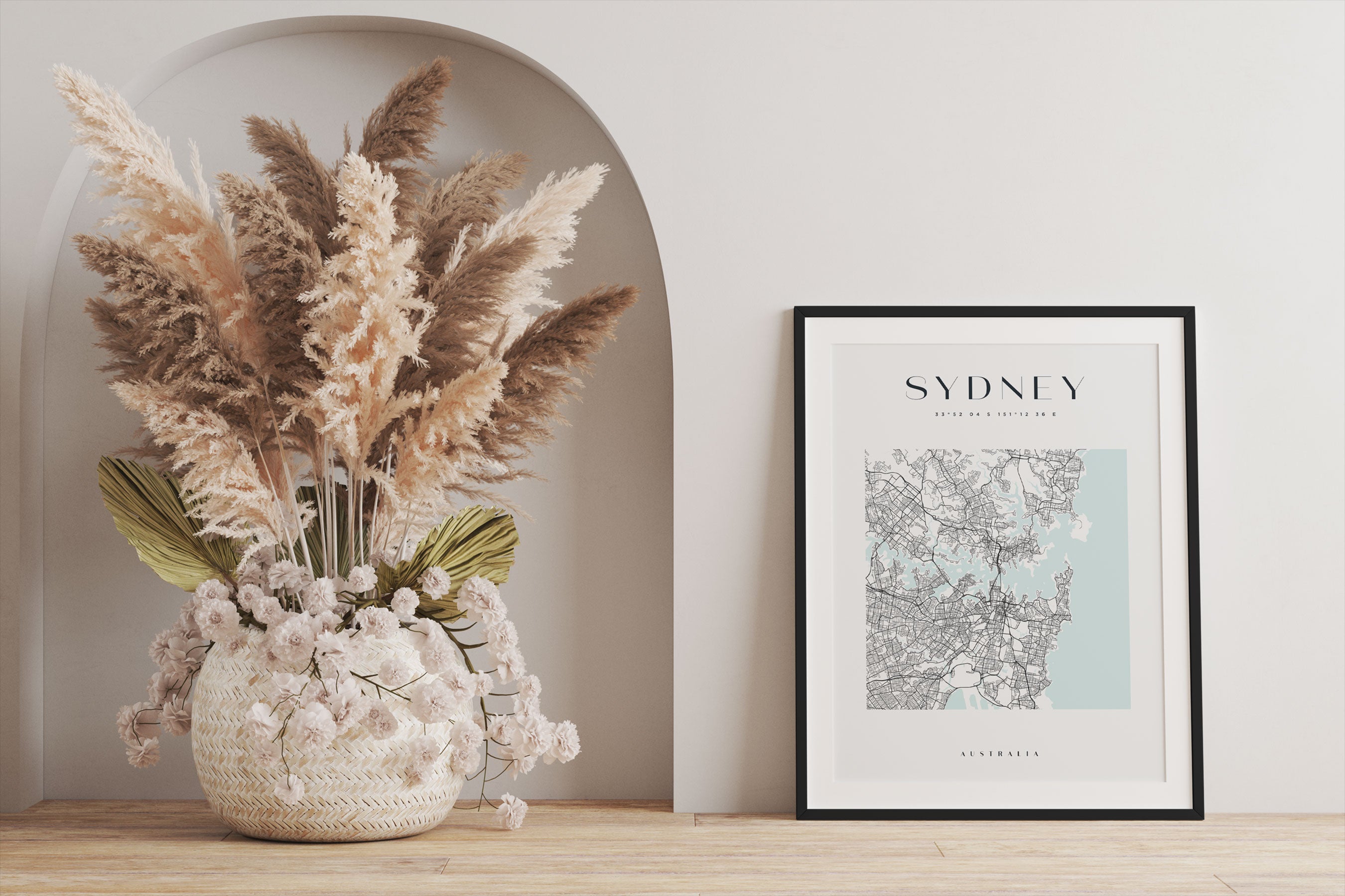 Stadtkarte Eckig  - Sydney, Gerahmtes Bild
