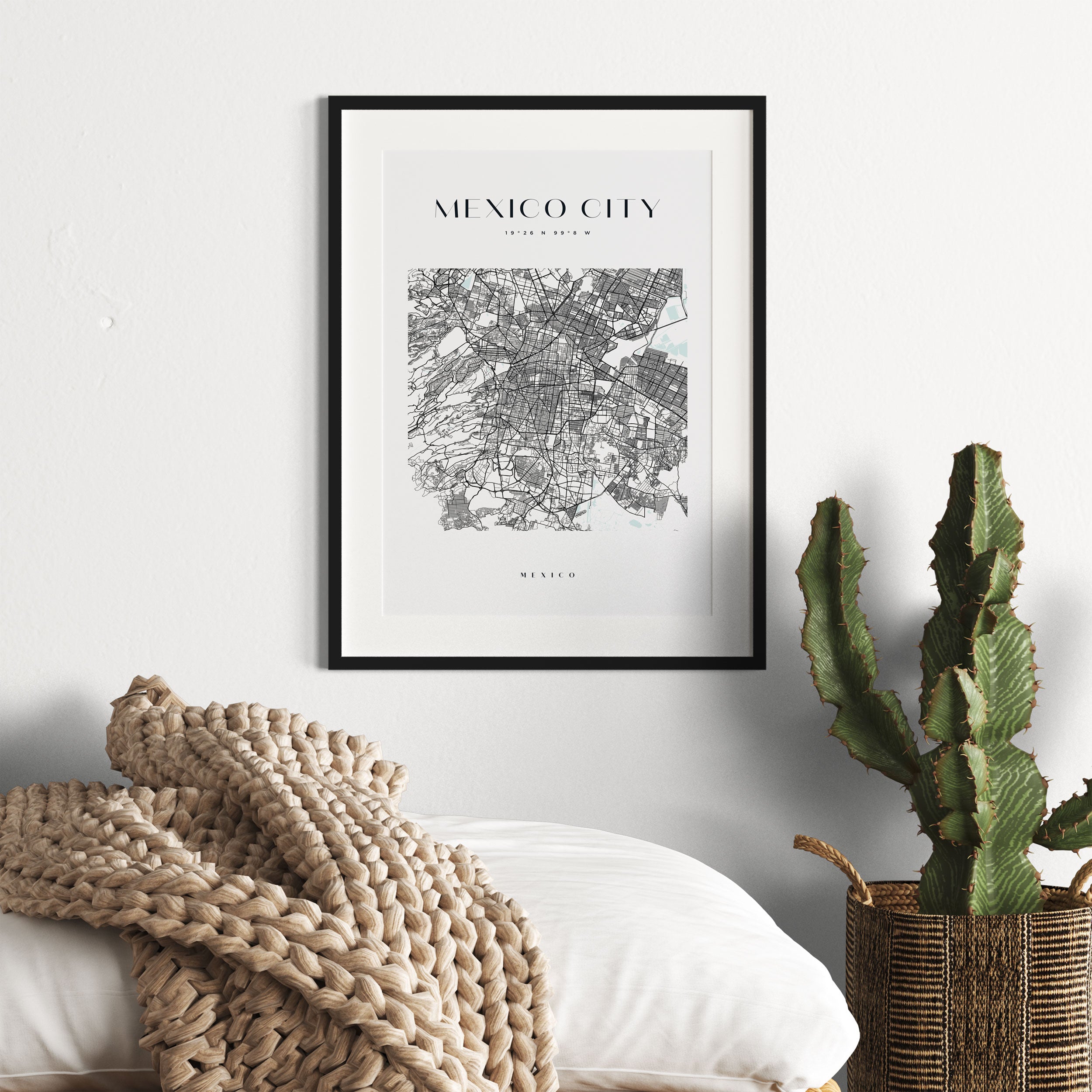 Stadtkarte Eckig  - Mexico City, Gerahmtes Bild