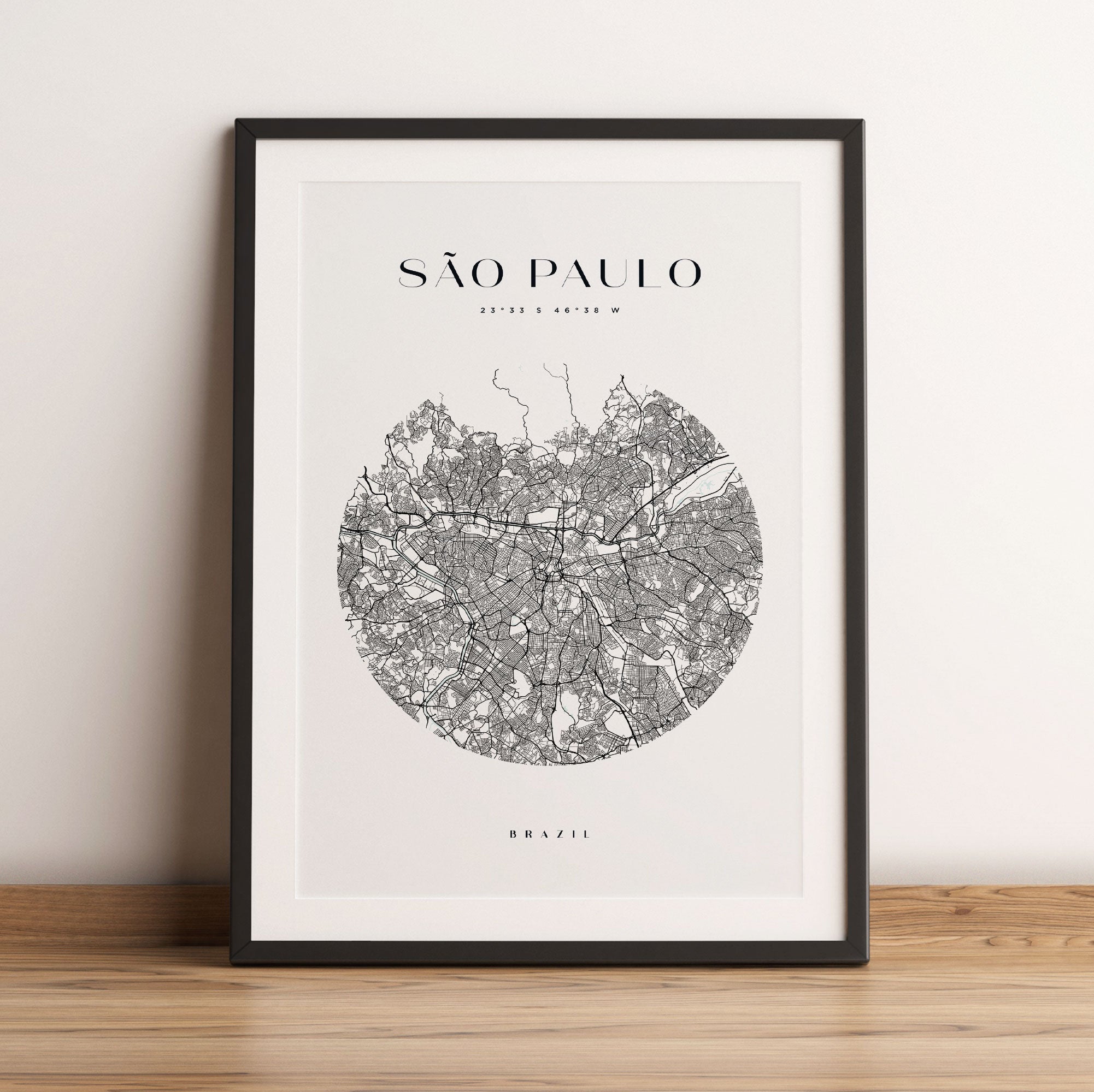 Stadtkarte Rund  - Sao Paulo, Gerahmtes Bild