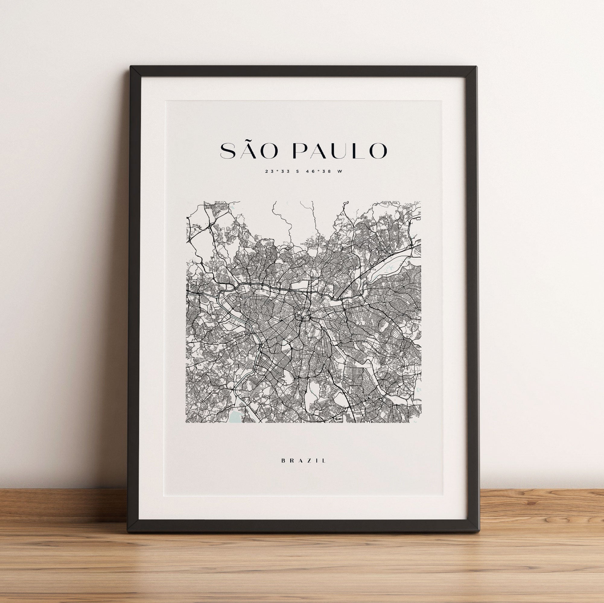 Stadtkarte Eckig  - Sao Paulo, Gerahmtes Bild