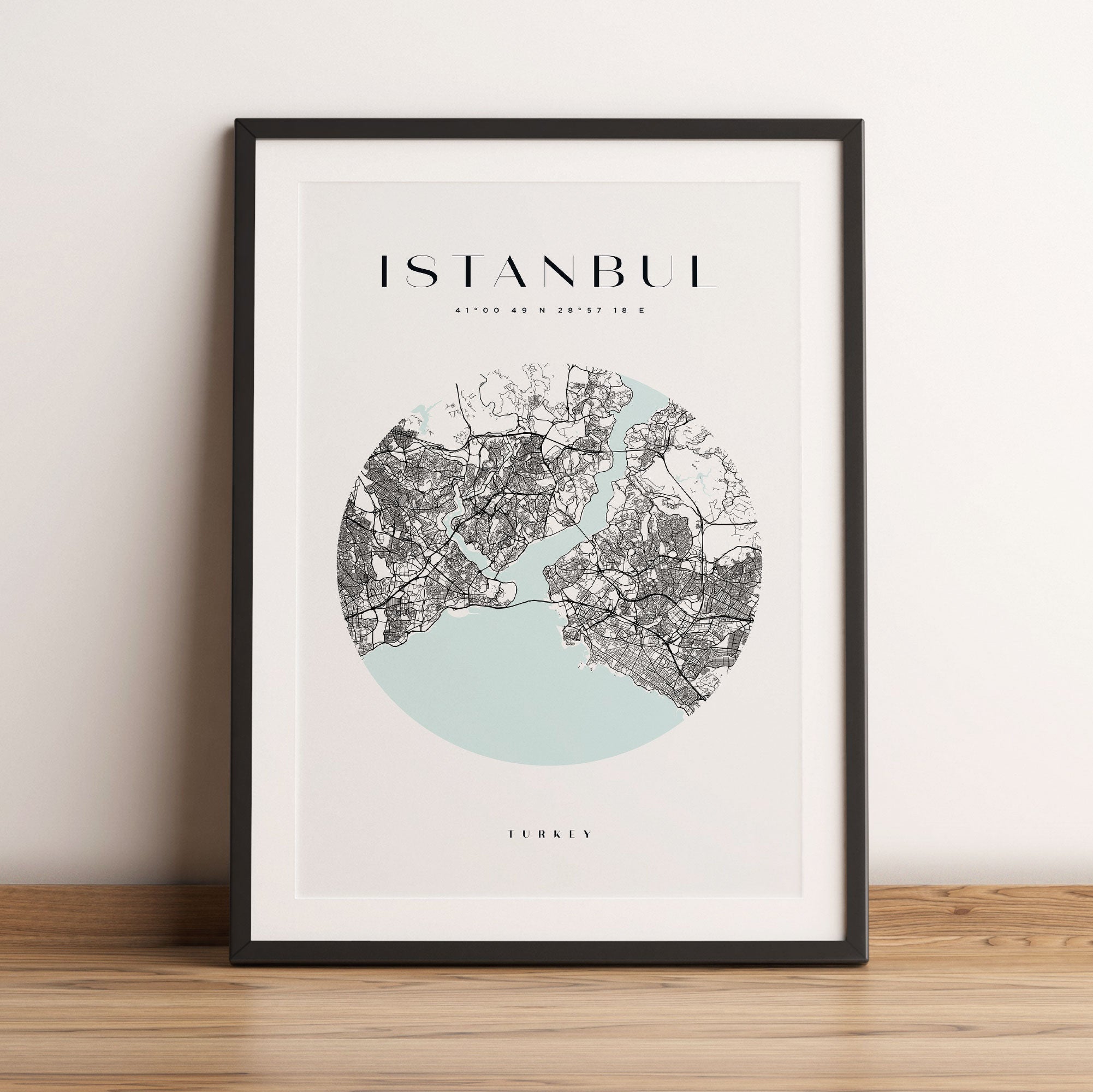 Stadtkarte Rund  - Istanbul, Gerahmtes Bild