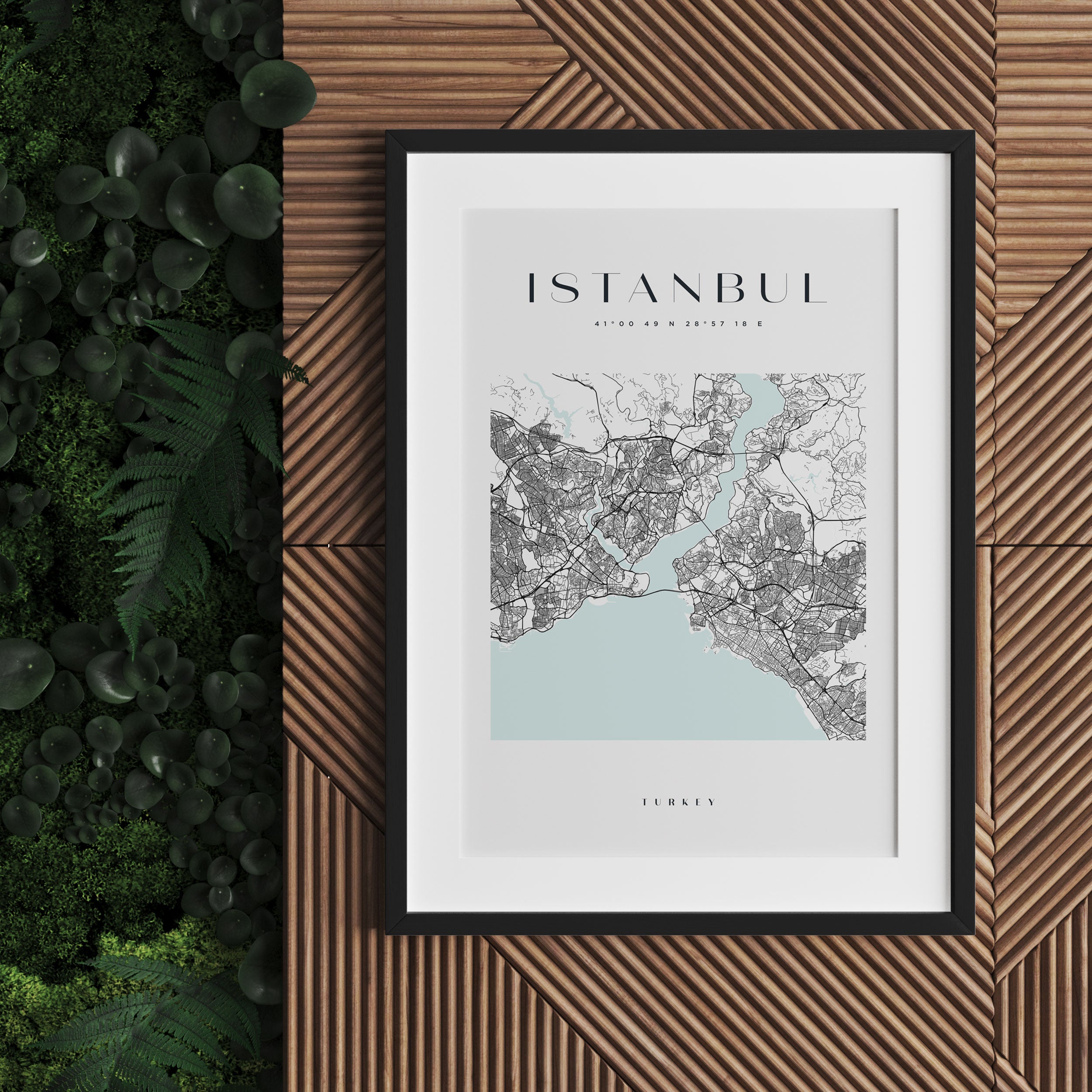 Stadtkarte Eckig  - Istanbul, Gerahmtes Bild