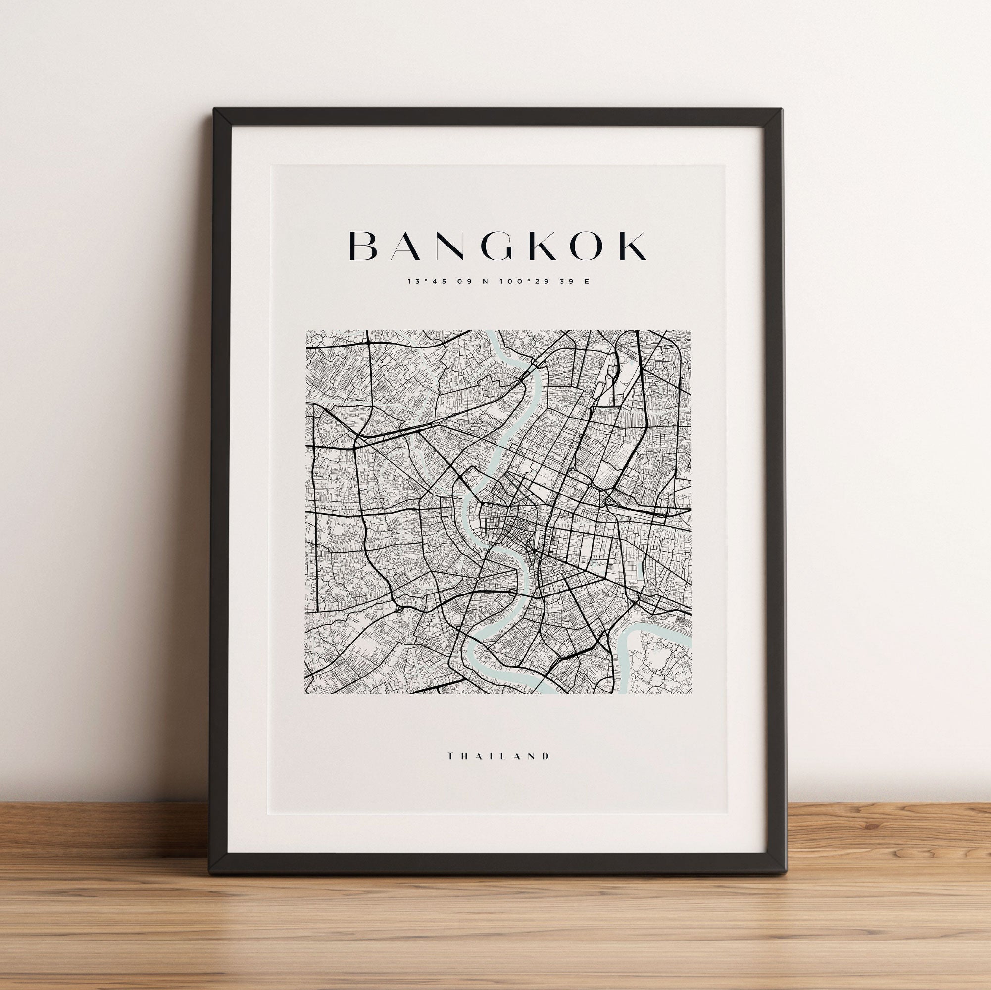 Stadtkarte Eckig  - Bangkok, Gerahmtes Bild