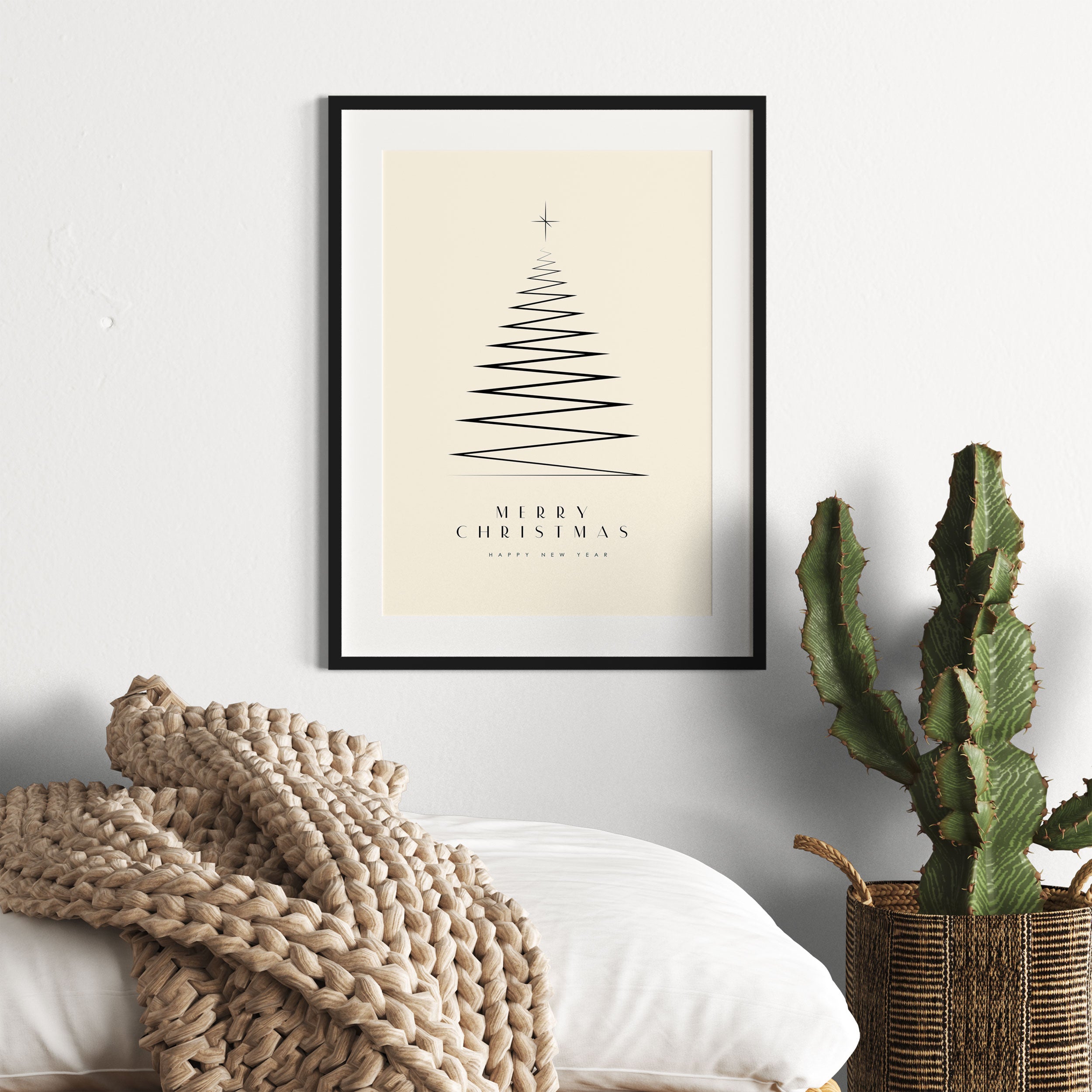 Weihnachts Collection  - Weihnachtsbaum Schriftzug I, Gerahmtes Bild