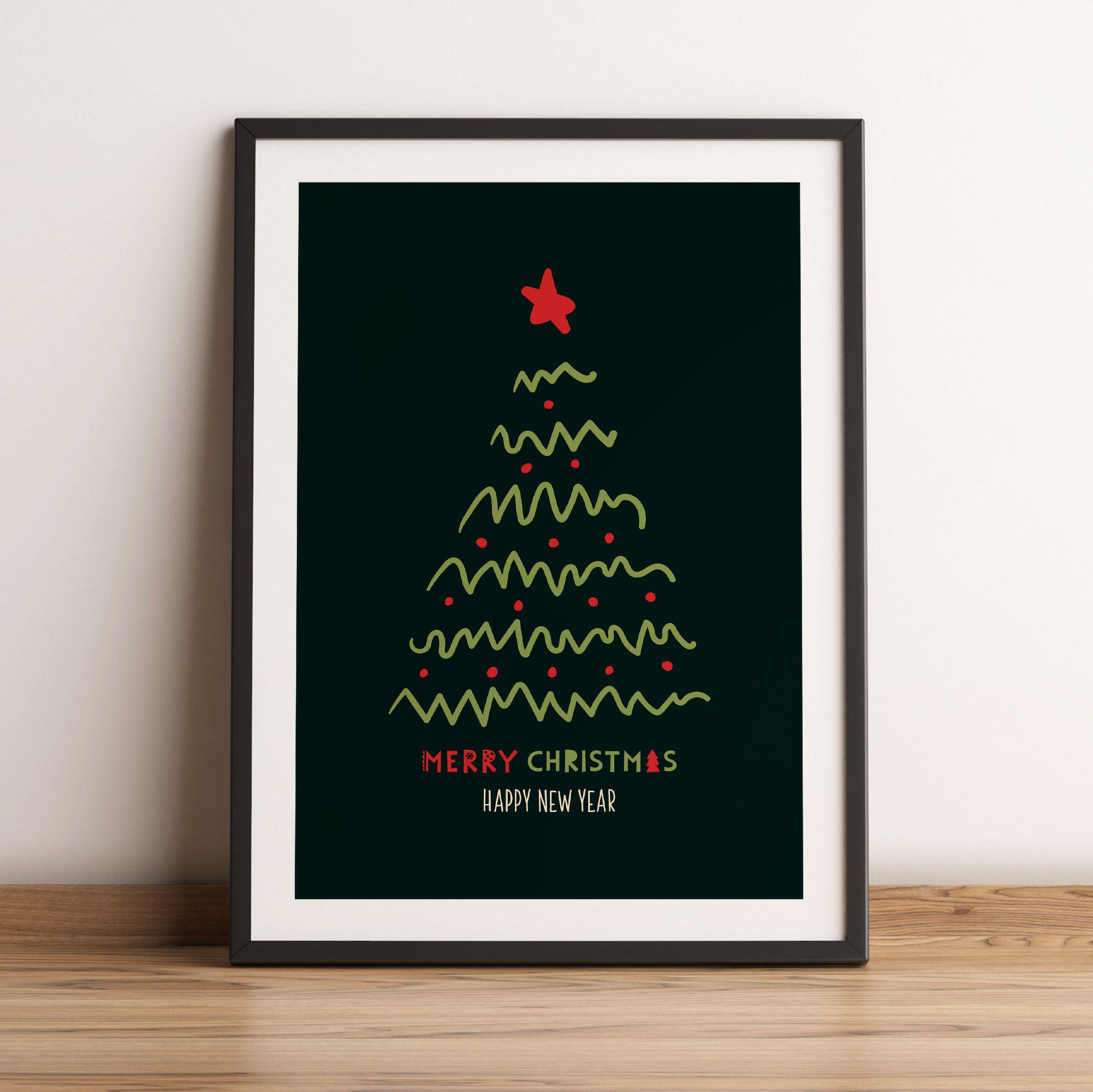 Weihnachts Collection  - Weihnachtsbaum Schriftzug II, Gerahmtes Bild