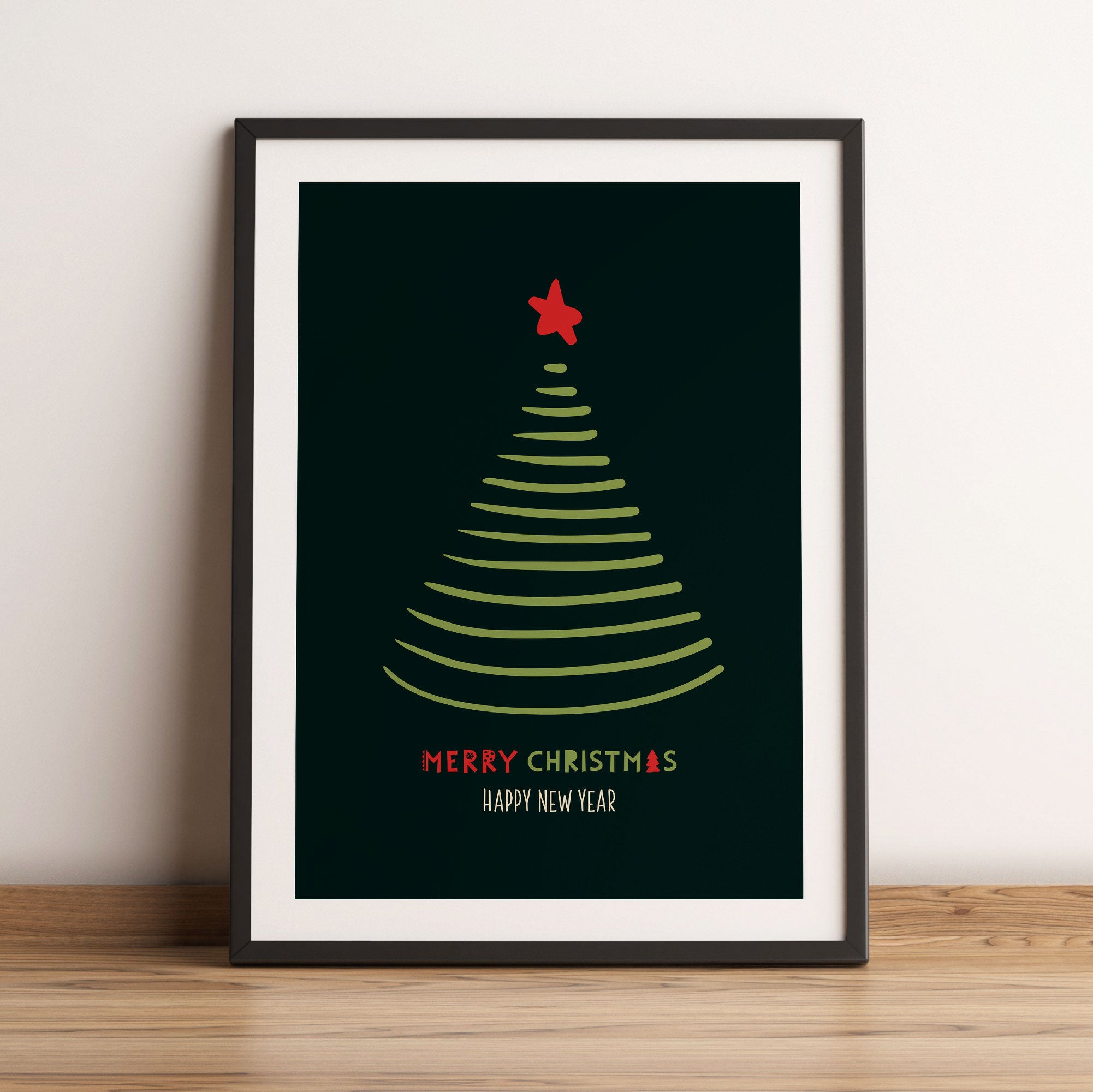 Weihnachts Collection  - Weihnachtsbaum Schriftzug VI, Gerahmtes Bild