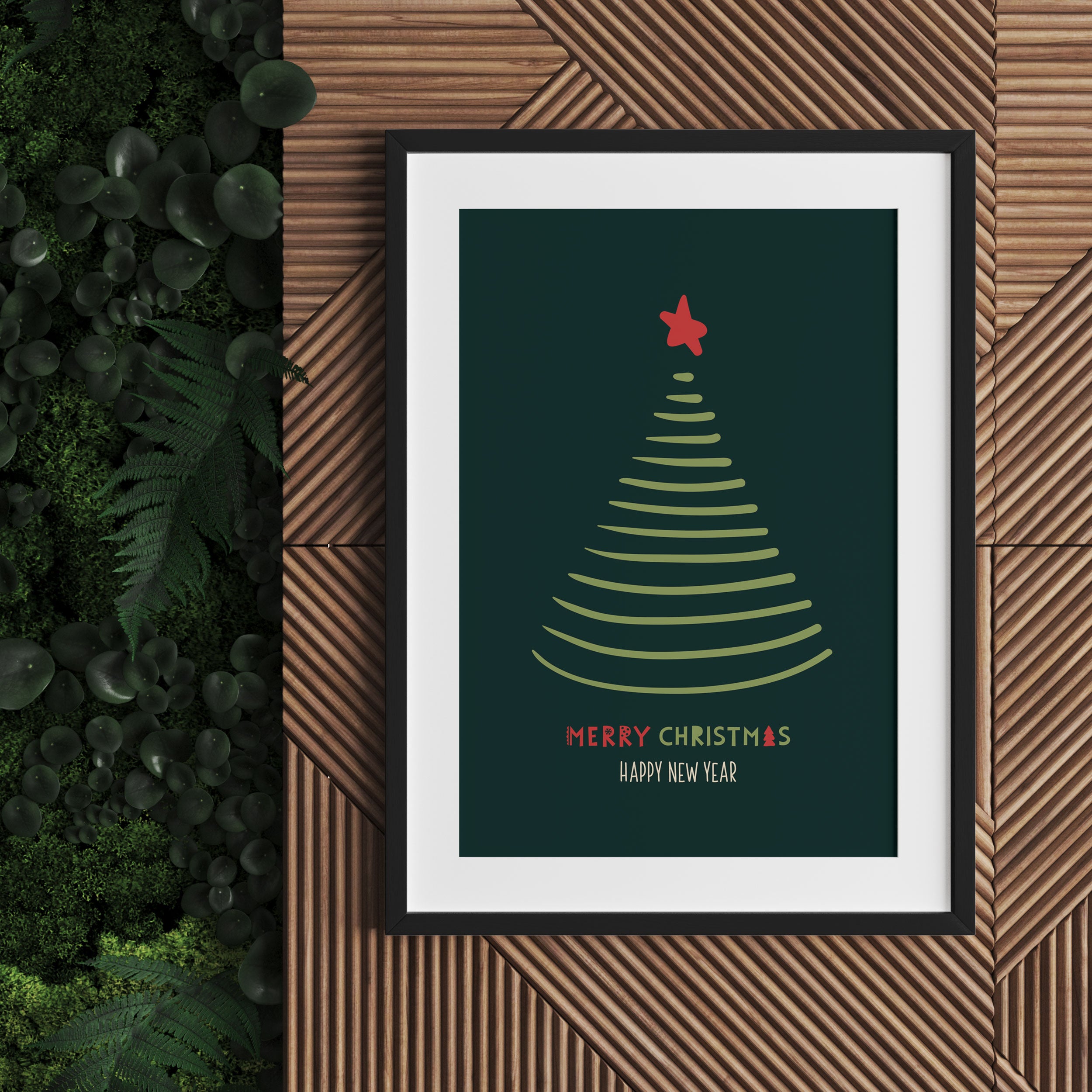 Weihnachts Collection  - Weihnachtsbaum Schriftzug VI, Gerahmtes Bild