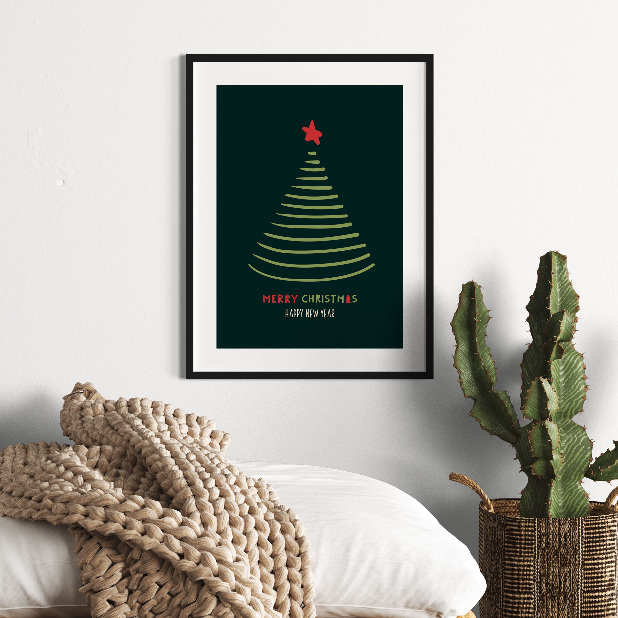 Weihnachts Collection  - Weihnachtsbaum Schriftzug VI, Gerahmtes Bild