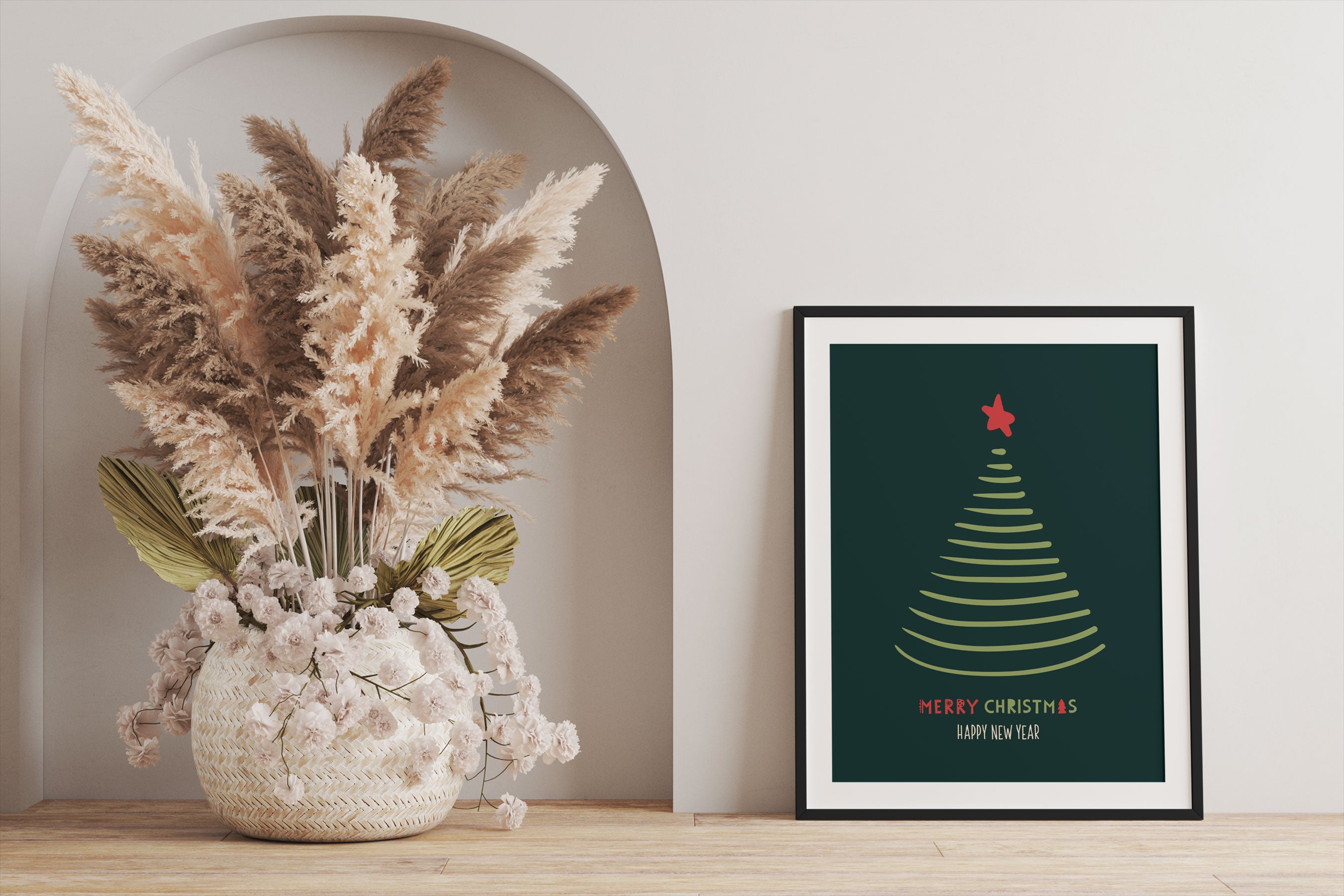 Weihnachts Collection  - Weihnachtsbaum Schriftzug VI, Gerahmtes Bild