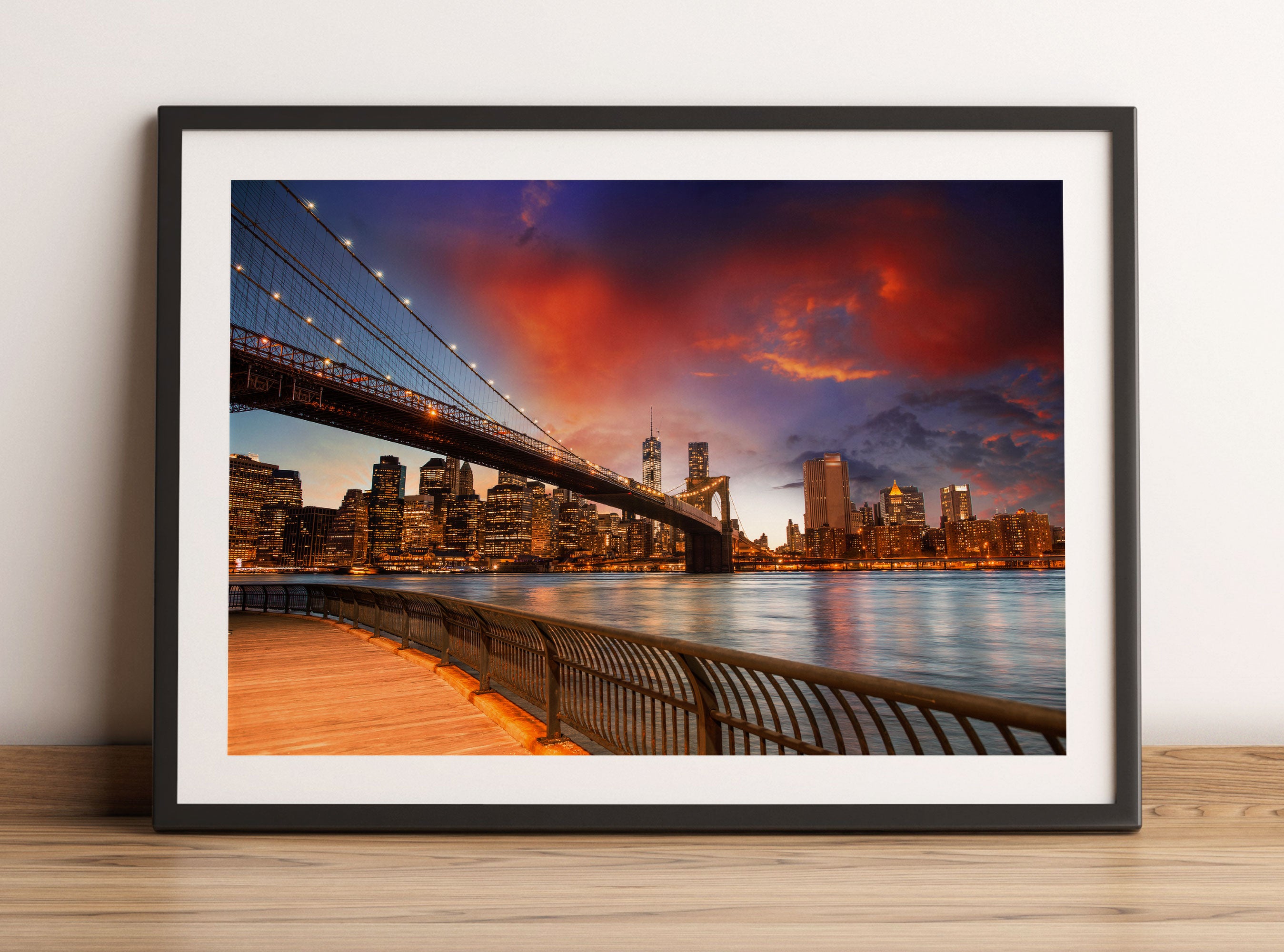 Brooklyn Bridge Park New York, Gerahmtes Bild