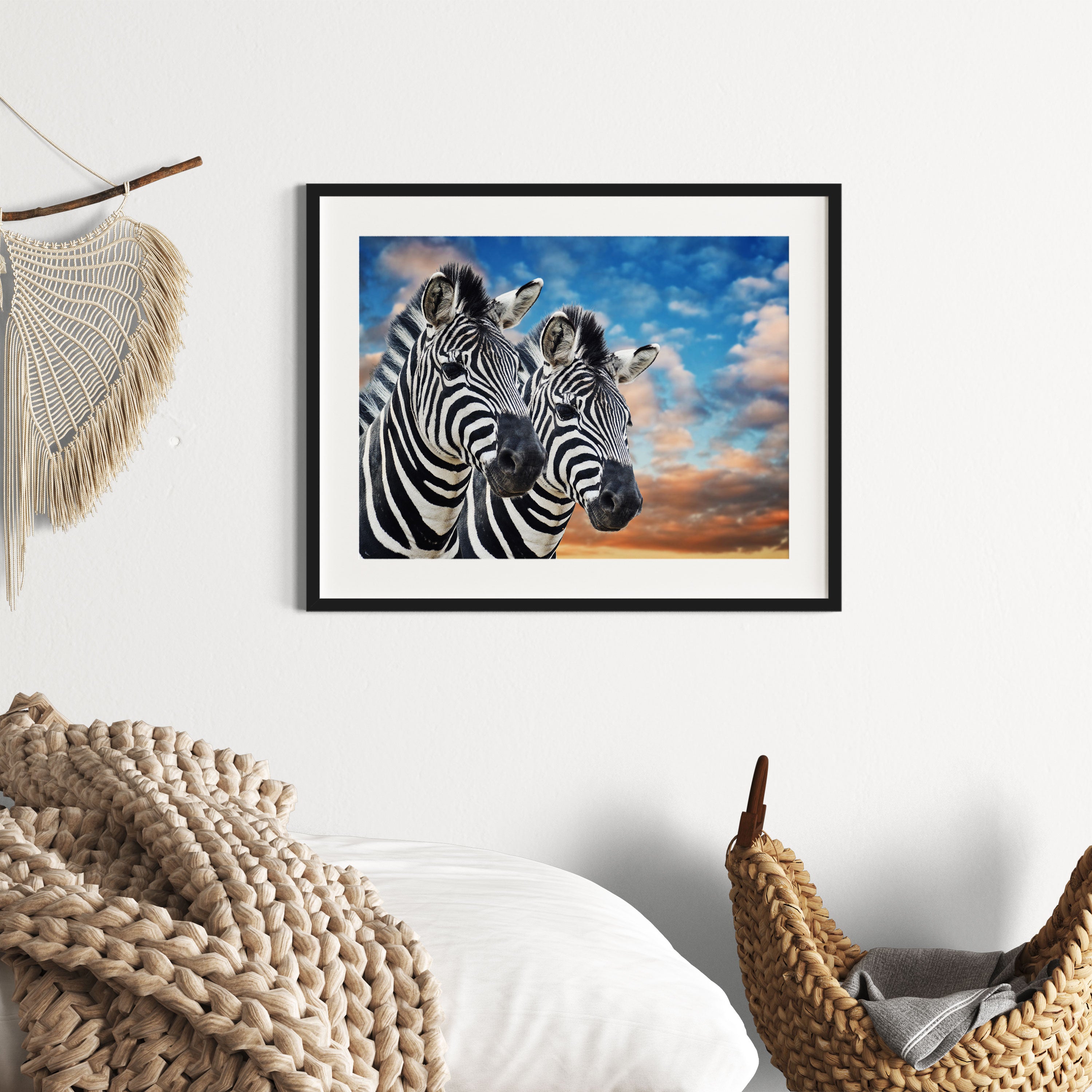 Zebra Pärchen, Gerahmtes Bild